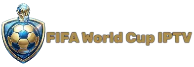 A logo featuring a stylized football, representing the FIFA World Cup IPTV. The image features a logo representing the FIFA World Cup IPTV. It showcases a design related to football, incorporating elements that symbolize the tournament. The tags associated with it include symbol, emblem, logo, badge, and crest.