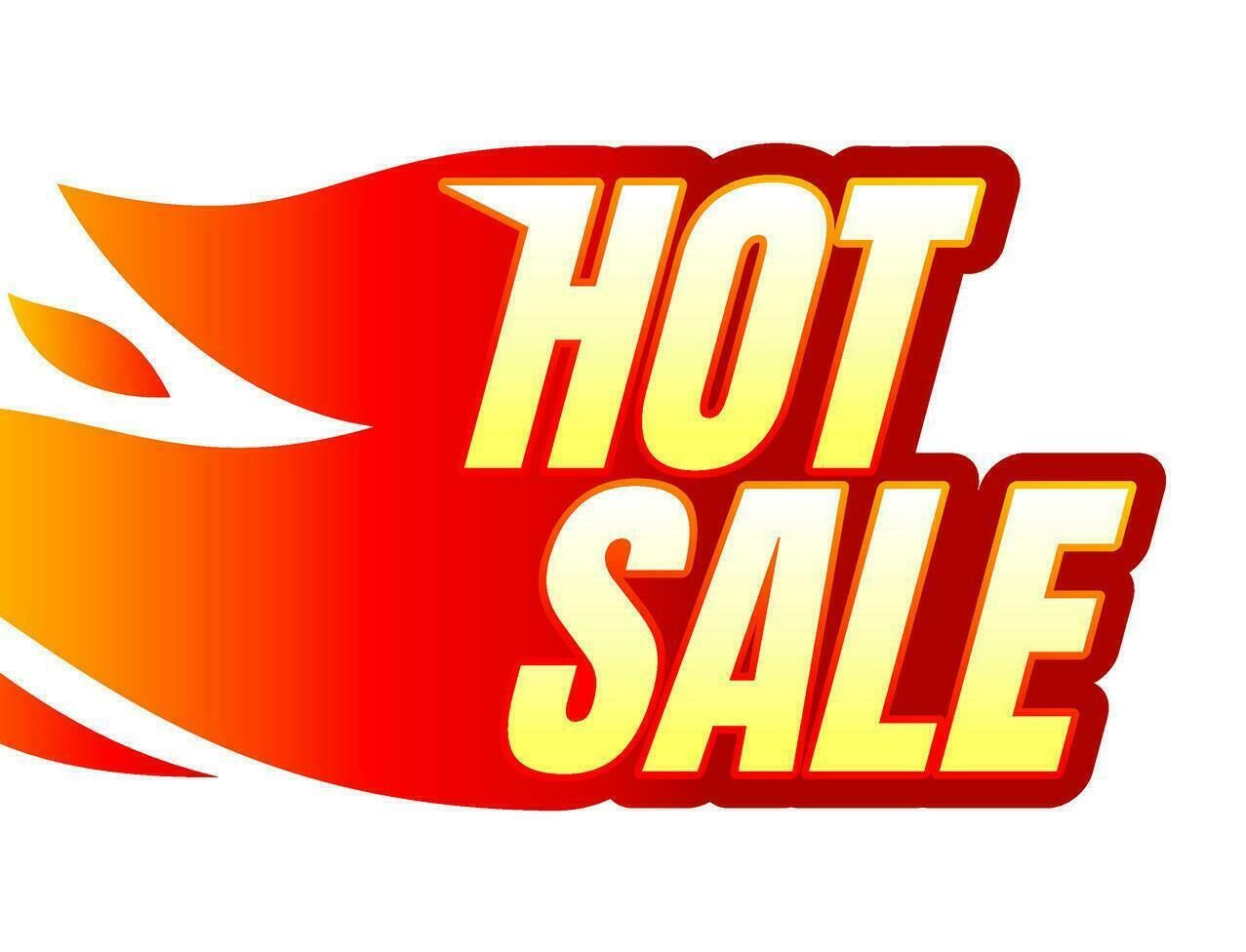 Logo Of HOT SALE In Fier Bacround Red, Yeallo Color