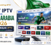 FIFA World Cup IPTV advertisement promoting the best IPTV services for Saudi Arabia in 2026, featuring a modern television displaying various Arabic and sports channels.